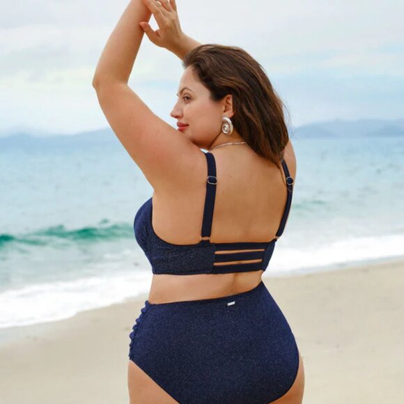 Berlook Blue Glitter Cut-Out Bikini Set | Size 16 | 1X | NWT | Plus Size | High - Picture 2 of 4